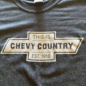 Cool Chevy Chevrolet Country Logo Adult XL Tee Shirt Heather Blue